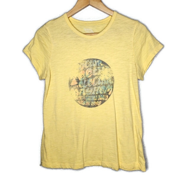 Electric Mayhem Band Distressed Yellow T-Shirt by Time and Tru Size S - Picture 1 of 5